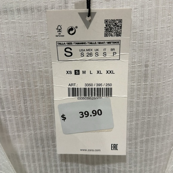 NWT Zara white sheer tie-front top - Picture 4 of 4